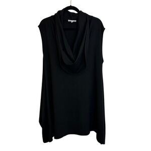 Bryn Walker Modal Blend Cowl Neck Sleeveless Tunic Top Size L Black Lagenlook